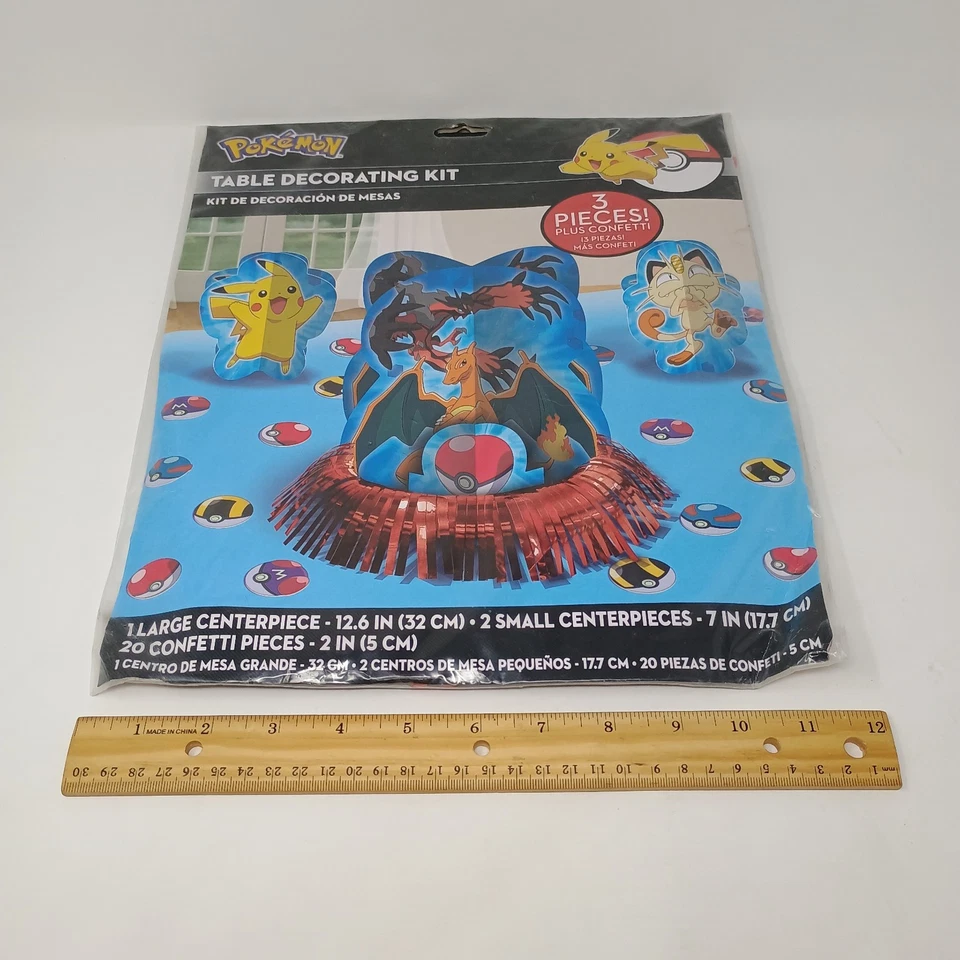 POKEMON Table Decorating Kit 3pc + Confetti NEW Pikachu Meowth Charizard 2014 - Image 4 of 4