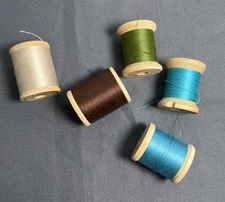 VTG Belding Corticelli Thread Mercerized Cotton Lot of 5 Small Wooden Spools