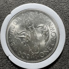 1959 Bermuda 1 Crown Silver - Choice Gem Brilliant UNC Lustrous. 28.28 grams