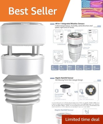 WS90 7-in-1 Outdoor Weather Sensor with Wi-Fi & Haptic Rain Gauge -  Waterproof