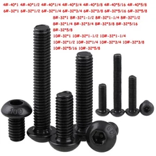 4#-10# US Standard Black 10.9 Grade Round Hexagon Socket Screws Machine Bolts