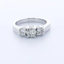 3-Stone Engagement Ring Solid 14K Gold 1.83 Carat Round Lab-Grown Diamond I SI1