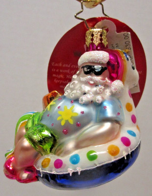 Radko FLOATING THROUGH HOLIDAYS Santa Pool Christmas Ornament GEM 1019735 NWT
