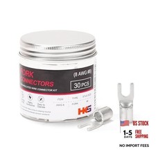 30PCS Non-Insulated Fork Terminals, 8 Stud, AWG 8 6-10mm  8 AWG Fork 8