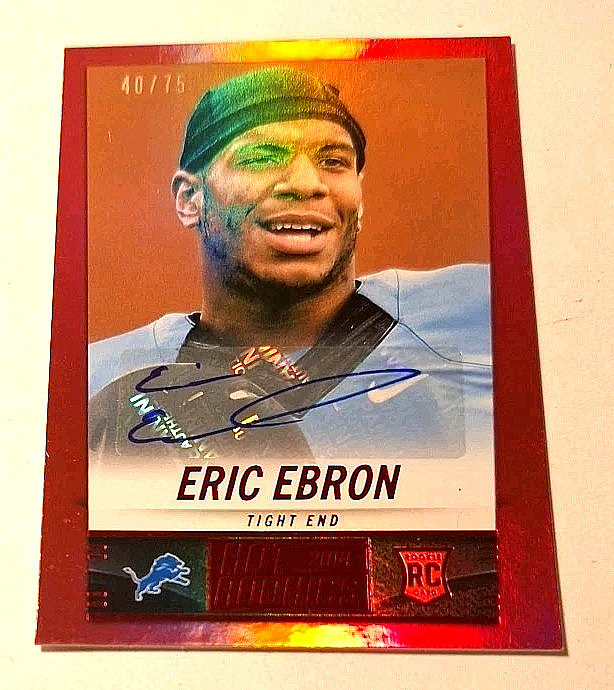 2014 Panini Score Hot Rookies Red #369 Eric Ebron Rc Auto #40/75 Lions