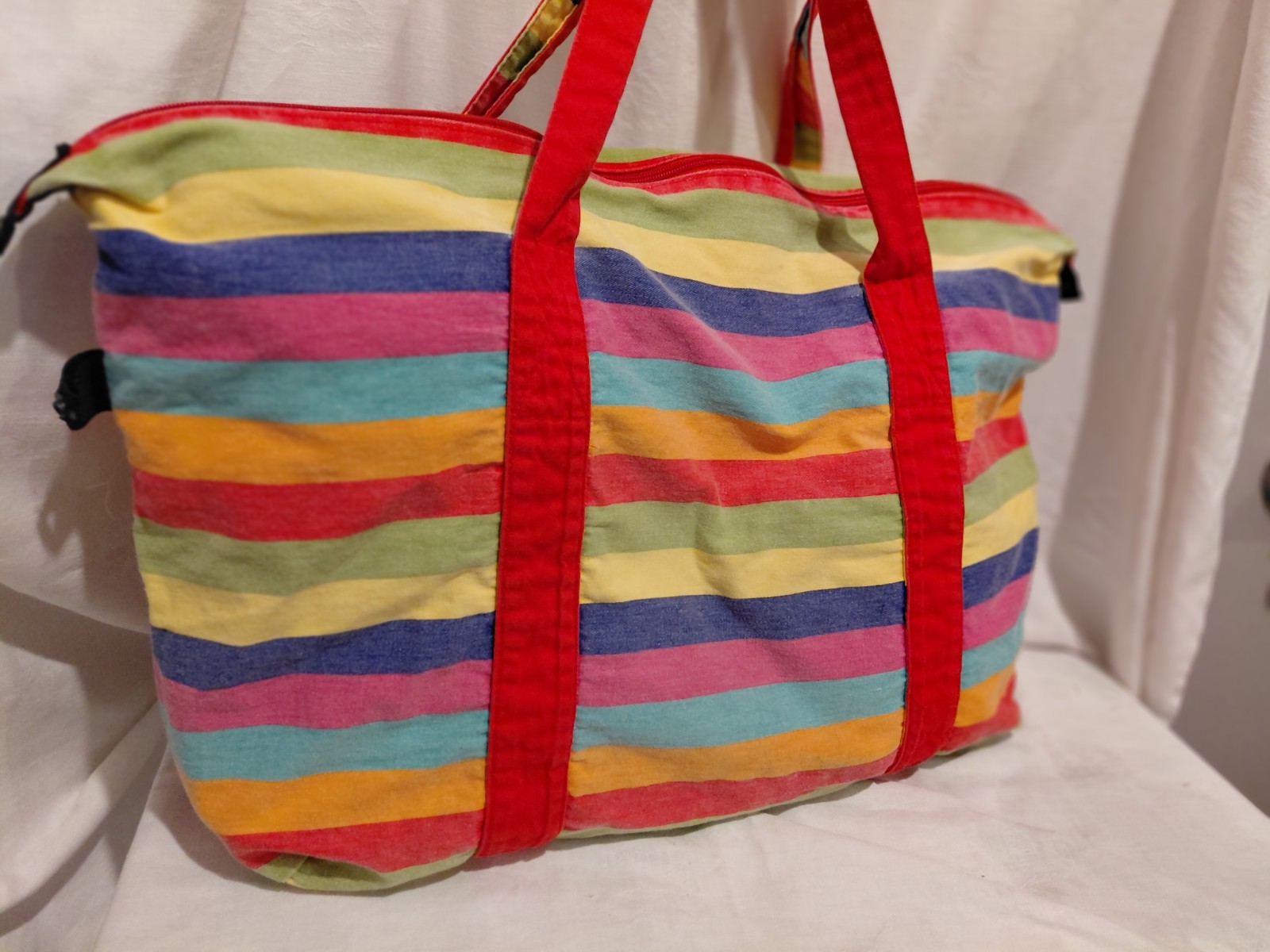 1990s ESPIRIT brand, Multi-Colored Striped- Tote … - image 6