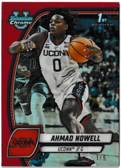 2024-25 Bowman U Chrome Red Refractor Auto 1/5 (Bookend 1/1) Ahmad Nowell UConn