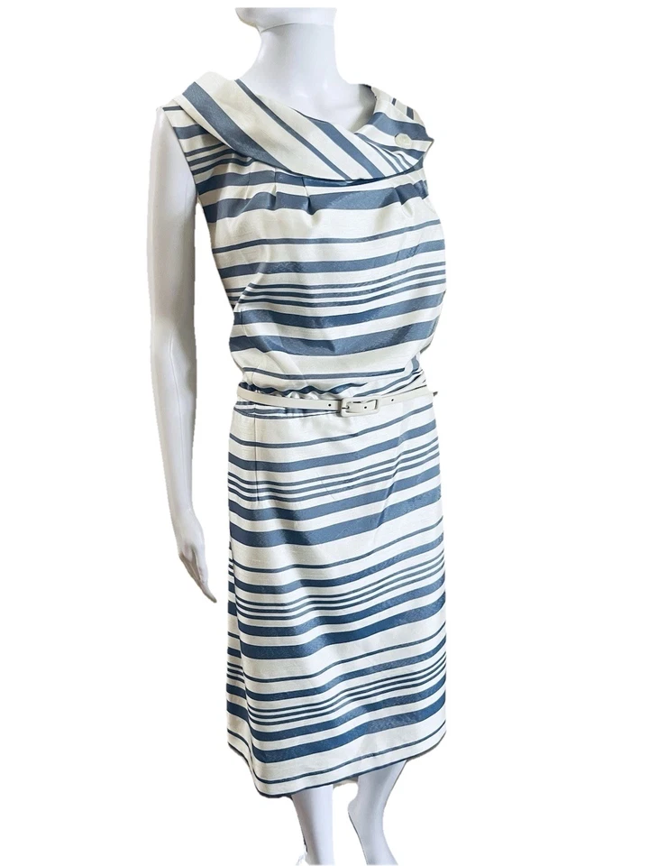 "Vestido Vaina Madison Leigh Talla Grande 24W Azul Cinturón Hasta la Rodilla Busto 52"" Nuevo con Etiquetas" Foto 2 de 4