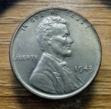 1943-P Lincoln Wheat Cent Steel - Actual Coin Shown - Free Shipping INV#79