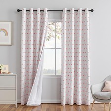 MEETSKY Pink Blackout Curtains for Girls Room-100 Total Light Blocking Kids Cur