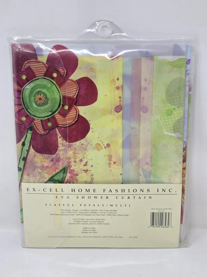 VTG Ex-Cell Home Fashions "Playful Petals" EVA Shower Curtain, 70"x72" - New - Image 2 of 2