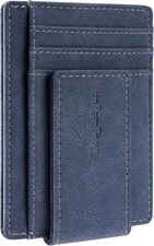 Toughergun Minimalist Wallet for Men with Magnetic Money Clip Navy Blue 