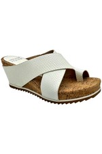 Donald Pliner Women's Sisu Leather Platform Wedge White Snake