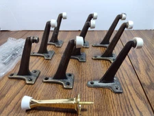 LOT OF 10 FLOOR MOUNT METAL DOOR STOPS  3" HIGH WITH MISC SCREWS