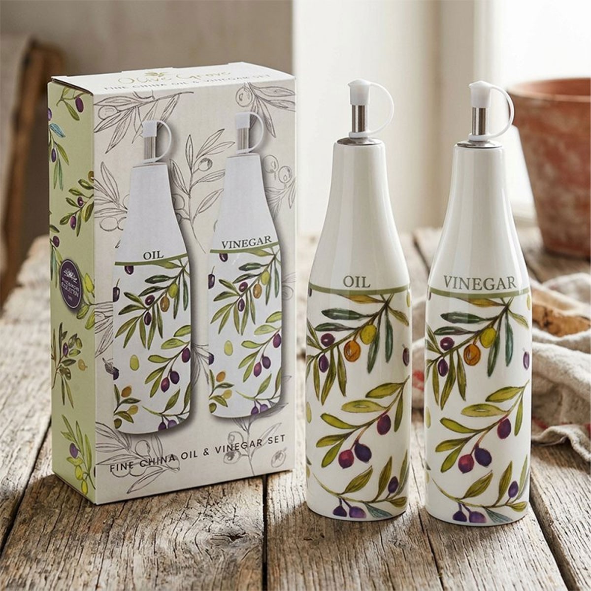 Olive Grove Oil & Vinegar Bottle Set - Set of 2