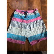 Patagonia Boys Board Shorts Size 14 Striped Pink Blue Swim Trunks Nylon