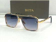 Dita Mach-Six DTS121 62-01 Gold Metal Aviator Sunglasses Dark Grey Gradient Len
