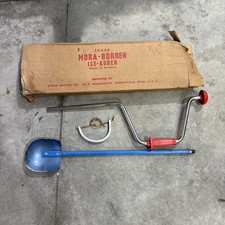 Snabb Mora-Borren Swedish Ice Auger In Original Box Red & Blue Made In Sweden