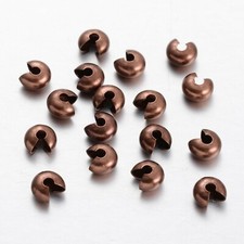 20 pcs Brass Crimp Beads Covers Red Copper.5mm in diameter closed beads hole:2