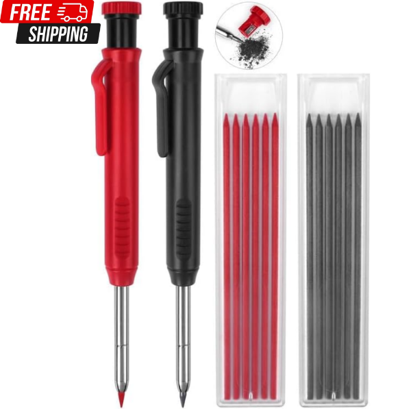 2 Pack Carpenter Construction Pencils Mechanical Pencils with 12 Refills USA