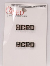 GALLS/RTUT 3/8"-HCPD-POLICE Letter Collar Brass Rank Insignia NICKEL Finish PIN