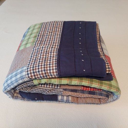 Pottery Barn Kids Cotton Patchwork Quilt Bedspread Navy F/Q 86x88" - Picture 18 of 18