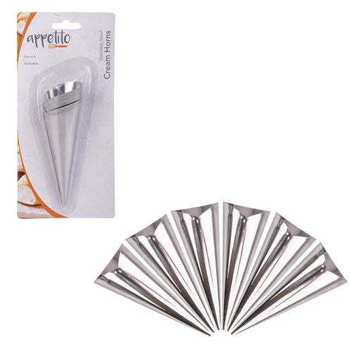 Appetito Stainless Steel Cream Horns Sturdy Stackable Dishwasher Safe Set of 6 - Picture 3 of 3