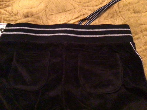 Fila Sport Kids Girls Size 8 Black Tie Velour Pants Tie at Waist Silver Accents - Picture 4 of 5