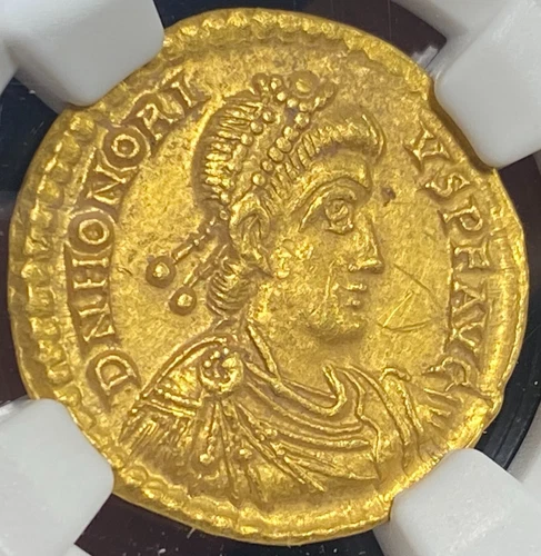 GOLD WESTERN ROMAN EMPIRE HONORIUS AD 393-423 AV SOLIDUS RAVENNA NGC ANCIENT AU