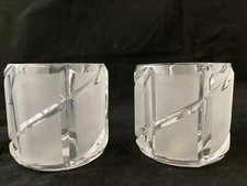 Pair of Frosted 24% Lead Crystal Votive / Tea Light Candle Holders Made in USA