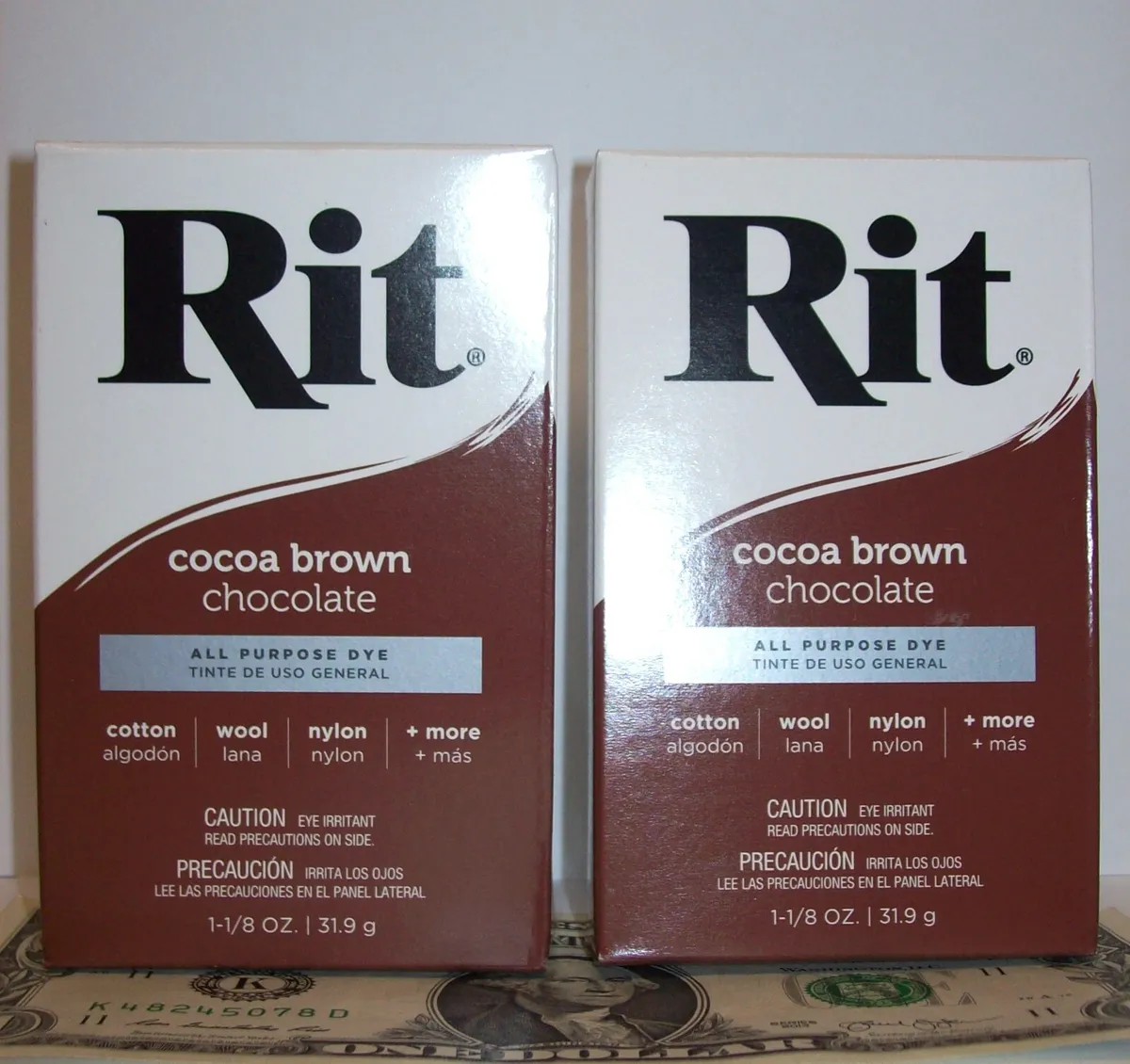 2 Boxes RIT Powder Dye Cocoa/Chocolate Brown 1-1/8oz All Purpose