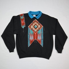 Vintage 90s Southwestern Sweatshirt Womens XL Hanes Indian Turquoise Native