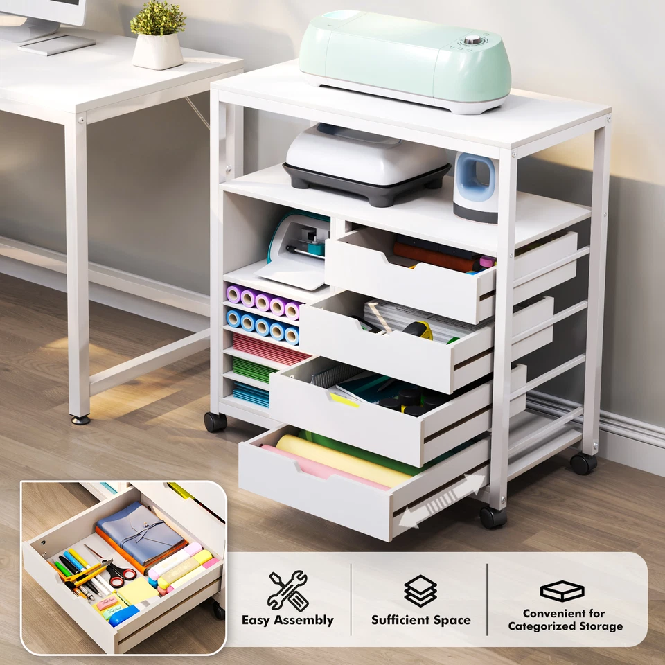 Rolling Craft Organization and Storage Cabinet Cart for Cricut Machines Table - Image 3 of 4