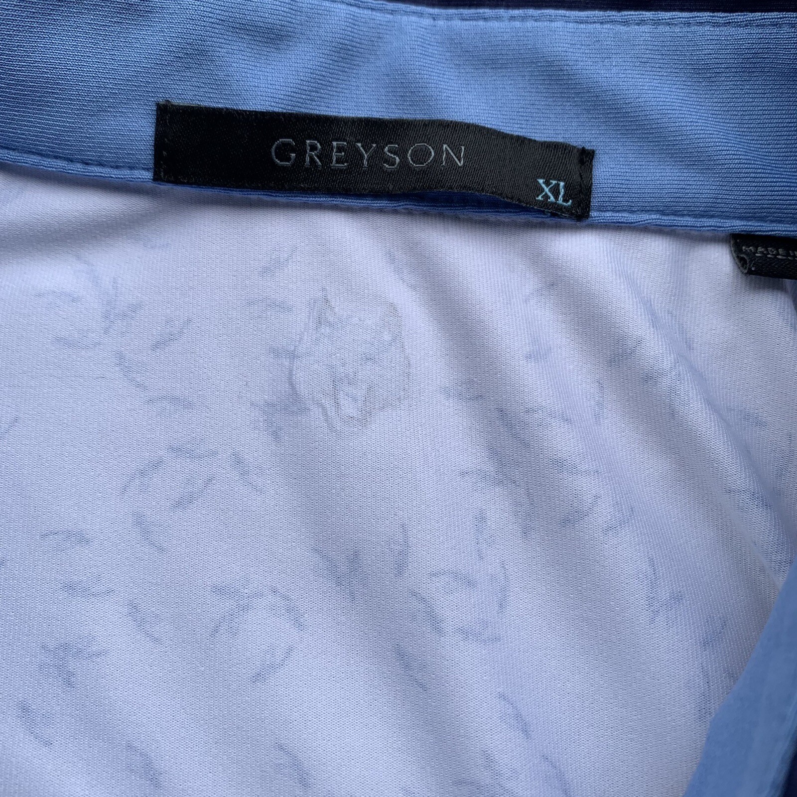 Greyson Polo Shirt Mens Size XL White Blue All Over Print Golf