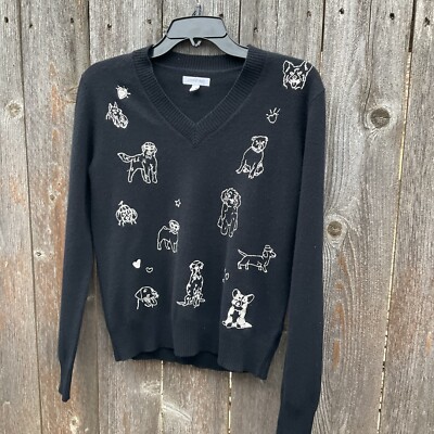 Johnny Was XS Tippi Black V-Neck Black Embroidered Pullover Sweater Please Read
