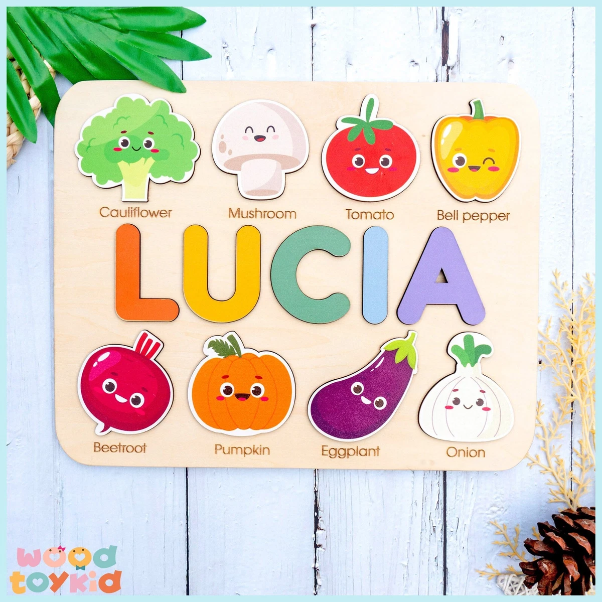 Personalized Name Puzzle With Pegs, Wooden Personalized Toy