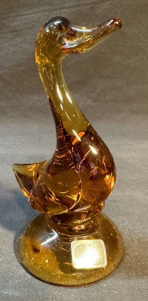 Viking Glass Amber Duck Figurine 5