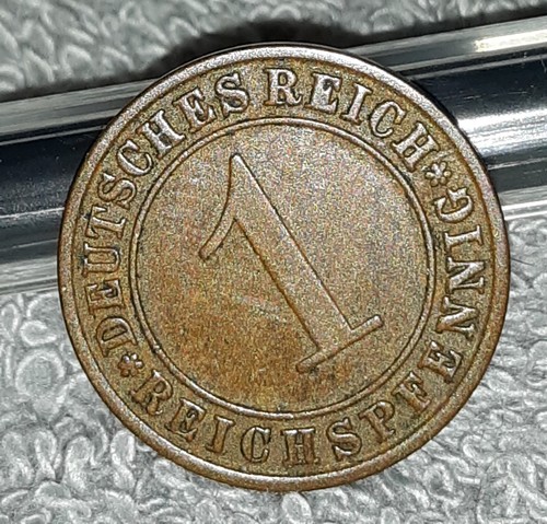 1931 ~ German Bronze 1 Reichspfennig KM#37 ~ Germany ~ Heavily Circulated - Picture 9 of 15