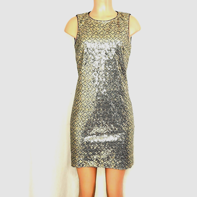 Banana Republic NWT Gold Silver Sequin Dress Size 4 TALL Sleeveless  Cocktail | eBay