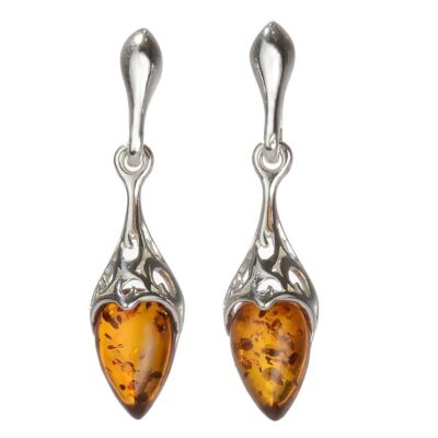 Sterling Silver and Baltic Honey Amber Earrings ''Serena''