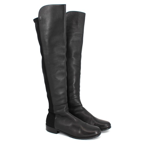 leather boots with stretch back