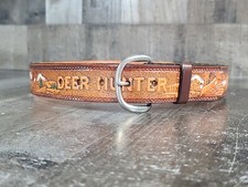 DEER HUNTER DESIGN Leather Belt Hand Tooled SIZE 32"