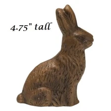 NEW Primitive Bunny Rabbit Chocolate Look Rustic Farmhouse Resin Brown 4.75" H