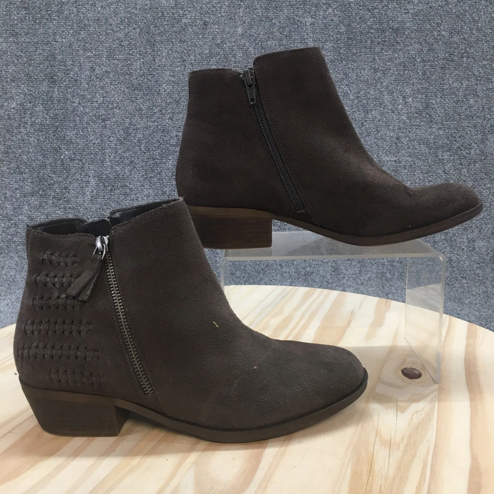 Kensie Boots Womens 8.5M Granger Ankle Bootie Brown Leather Side Zip Block Heels - Image 2 of 4