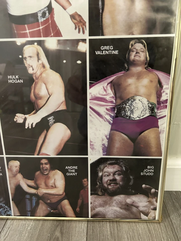 "Póster de lucha libre WWF de colección de los años 80 16x20"" - enmarcado - Hulk Hogan Andre jeque gigante" Foto 3 de 4
