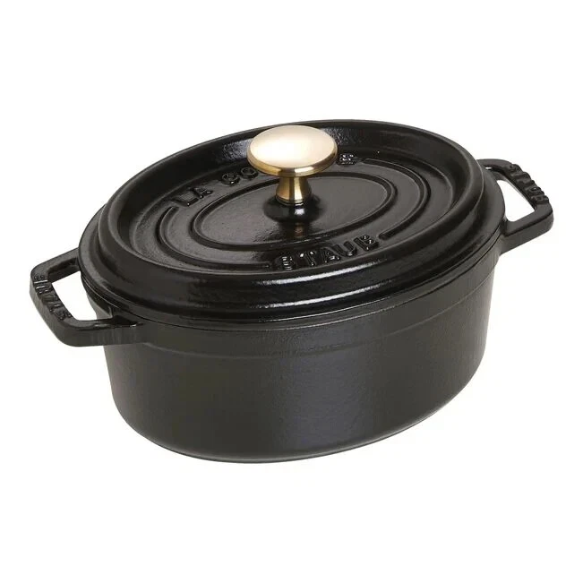 Staub Cast Iron - Oval Cocottes 1.1 qt, Oval, Cocotte, Black Matte