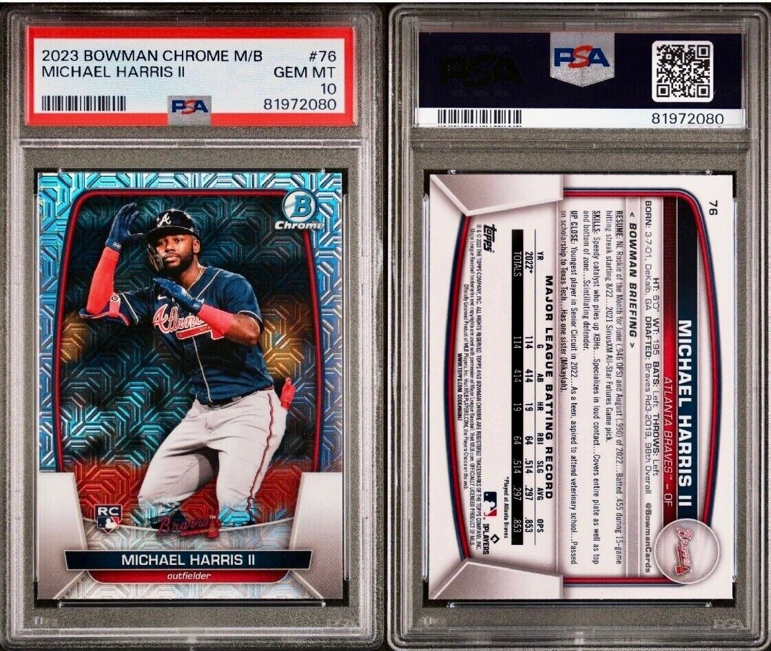 1st BOWMAN AUTO MICHAEL HARRIS Ⅱ PSA10 PSA 10* 2023 Bowman Chrome MICHAEL HARRIS II #76 Mega Box
