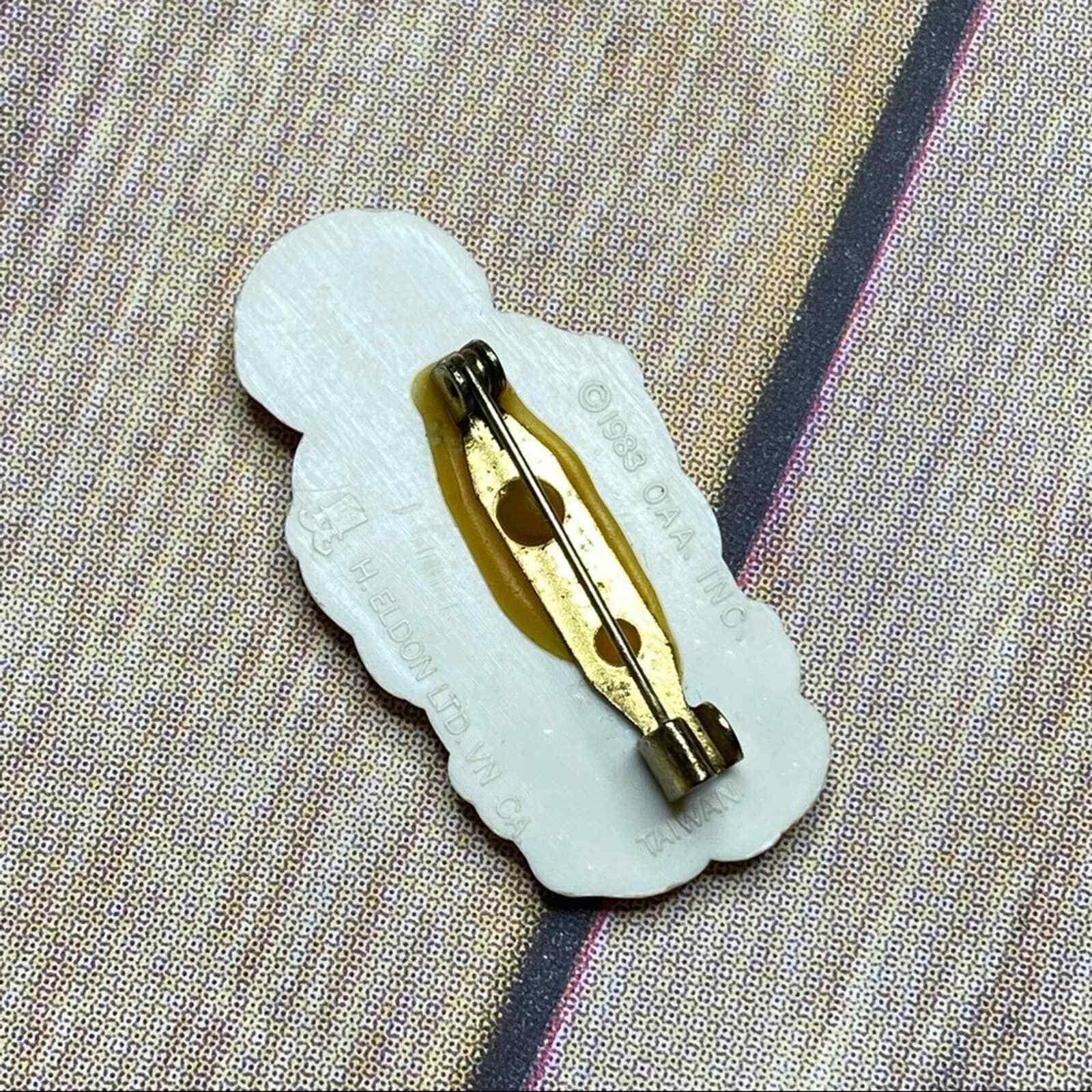 Vintage Cabbage Patch Pin Brooch Plastic 1983 Kids Toys Little Boy Overalls