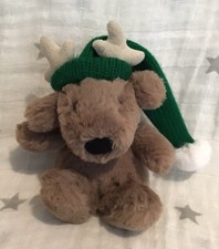 Jellycat Baby Poppet Reindeer Small Plush Soft Toy Comforter Green Hat
