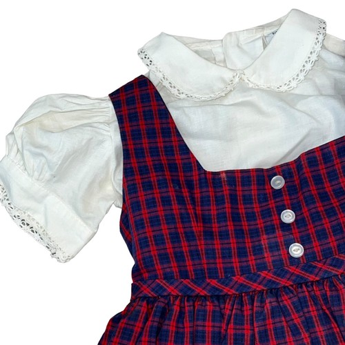 Little Star Size 4 Red & Blue Plaid School Girl Vintage Dress & Shirt - Picture 7 of 11